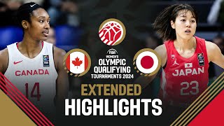 Canada 🇨🇦 v Japan 🇯🇵  Extended Highlights  FIBA Womens OQT 2024 [upl. by Aihsiyt]