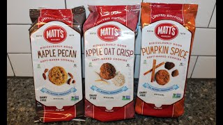 Matt’s Bakery Soft Baked Cookies Maple Pecan Apple Oat Crisp amp Pumpkin Spice Review [upl. by Asilehs]