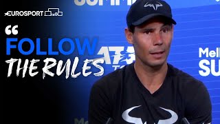 Rafael Nadal hits out at Djokovic for not getting Covid19 vaccine  Eurosport Tennis [upl. by Golda708]