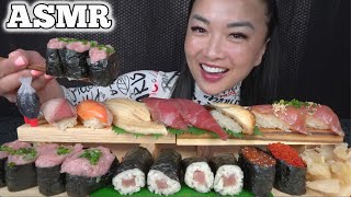 ASMR SUSHI PLATTER Full Face Friday EATING SOUNDS LIGHT WHISPERS  SASASMR [upl. by Emelia]