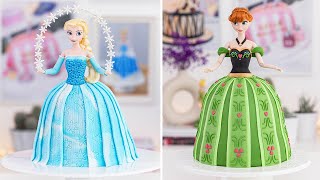 DISNEY FROZEN CAKES ❄️ ELSA amp ANNA Doll Cakes [upl. by Heppman]