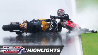 INSANE Motorcycle Race In The Rain MotoAmerica HONOS Superbike Race 1 Highlights at Alabama 2021 [upl. by Brittne]