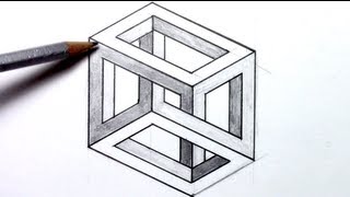 Howtodraw an Optical Illusion  Escher Cube [upl. by Lorraine]