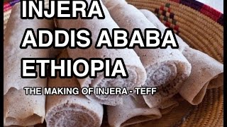 Making Injera  Teff Flour Addis Ababa Ethiopia [upl. by Ellenahc]