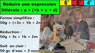 Initiation  Réduire une expression littérale avec «  » 6ème 5ème 4ème [upl. by Allisan403]