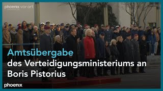 Amtsübergabe des Verteidigungsministeriums von Christine Lambrecht an Boris Pistorius [upl. by Ahsitul]