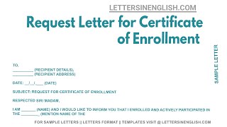 Request Letter For Certificate Of Enrollment  Sample Letter for Issuance of Enrollment Certificate [upl. by Adnirb590]