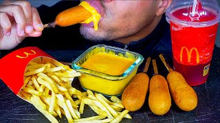 ASMR EATING CORN DOGS CHEESE MCDONALDS FRIES JERRY NO TALKING MUKBANG MOUTH SOUNDS [upl. by Eniloj]