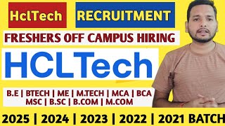 HclTech  Job Opportunity  Graduate Engineer Trainee  Official Mass Hiring  Off Campus Hiring [upl. by Scurlock776]