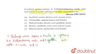 6 furfuryl ammino purine 2 4 dichorophenoxy acetic acid and indole 3  acetic acid are [upl. by Ahsenom]