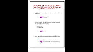 FINAL EXAM NR 503 NR503 EPIDEMIOLOGY FINAL EXAM QUESTIONS AND VERIFIED ANSWERS 2023 2024 CHAMBERLAIN [upl. by Demetrius456]