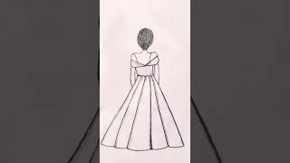 Back girl Art cute dress sketch shorts art drawing [upl. by Esirrehc]