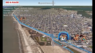 Galveston Marathon 2024 fly over the marathon 3D course map [upl. by Aloeda734]