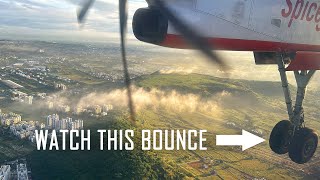 SpiceJet Bombardier Dash 8 Bouncy Landing  A Unique Landing Experience [upl. by Erret]