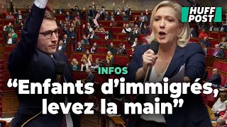 Léaument demande aux descendants d’immigrés de lever la main Le Pen répond « Bardella » [upl. by Erlina]