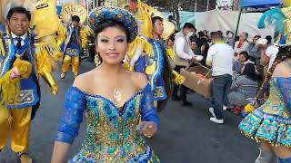 Morenada ROSAS de VIACHA la danza pesada folklore boliviano junto a la banda POOPO de ORURO [upl. by Ahseinar]