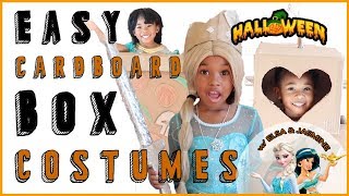 Easy Halloween Cardboard Box Costumes  with Queen Elsa amp Princess Jasmine [upl. by Roz]