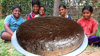 GIANT CAKE RECIPE  Dark Fantasy Biscuit Cake  Homemade Cake Making  Village Fun Cooking [upl. by Sephira601]