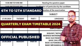 6th12th Quarterly Exam 2024 Timetable  10th 11th 12th Quarterly exam 2024 timetable [upl. by Khalsa]