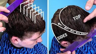 How to SCISSOR CUT MENS HAIR  Step by Step Instructions [upl. by Blumenfeld736]