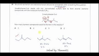 970111MJ19Q26 Cambridge International AS Level Chemistry 9701 MayJune 2019 Paper 11 Question26 [upl. by Stichter]