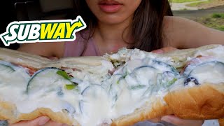 ASMR EATING SUBWAY TUNA SANDWICH amp CHIPS REAL SOUND 먹방 NO TALKING TWILIGHT SHOW [upl. by Scherle279]