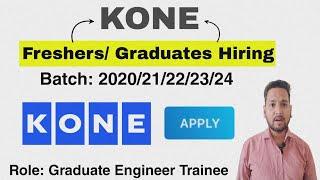 KONE Biggest Hiring 2024  Freshers Offcampus Drive  Direct Selection  Urgent Hiring Pune Joining [upl. by Naliorf]