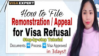 How to File RemonstrationAppeal for Visa Refusal Guide DocumentsProcess 2023schengenvisa [upl. by Gertruda]