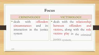 THE DIFFERENCE BETWEEN CRIMINOLOGY AND VICTIMOLOGY [upl. by Ekaterina836]