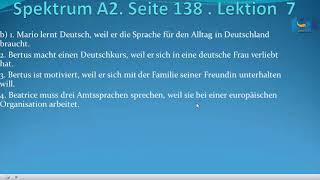 A2 NiveauErklärung Seite 138 Lektion 7 شرح المستوي الثاني لتعلم اللغة الألمانية [upl. by Rj]