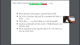 The quaternionic Nullstellensatz Cambridge Algebra Seminar 09102024 [upl. by Janeta518]