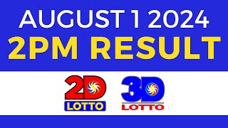 2pm Lotto Result Today August 1 2024  PCSO Swertres Ez2 [upl. by Ahsimak]