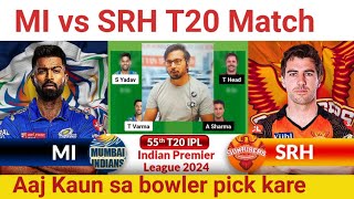 MI vs SRH PredictionMI vs SRH TeamMumbai vs Hyderabad IPL 55TH T20 Match [upl. by Airdnat]