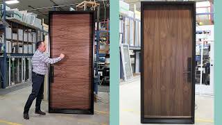 Portatec URBANIA  Hybrid entry door walnut exterior crossgrain [upl. by Ecirb577]