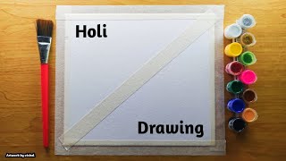 Holi Special Drawing 2024 easy watercolor painting for beginners step by step tutorial [upl. by Otsirc724]