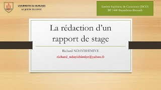 Comment rédiger le rapport de stage [upl. by Skillern114]