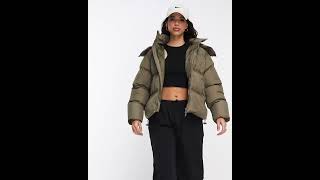 THE COUTURE CLUB Shiny Essentials Hooded Puffer Jacket Matte Brown Women  Asos [upl. by Marek931]