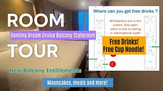 Genting Dream Cruise Balcony Stateroom  Weekend cruise  Where to get free drinks and cup noodle [upl. by Baggott]