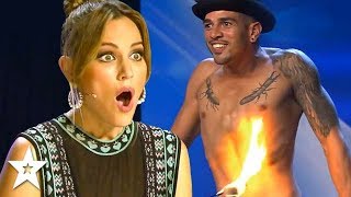 Contestant Sets Himself On FIRE On Spains Got Talent  Got Talent Global [upl. by Elleivap]