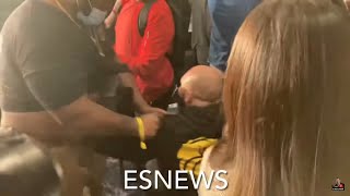 Almost Brawl Woodley Goes Off On Team Paul Disrespecting His Mom Esnews Boxing [upl. by Eppesuig585]