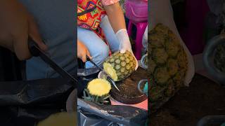 Thai Girl Selling Fresh Pineapple  Fruit Cutting Skills [upl. by Pavkovic]