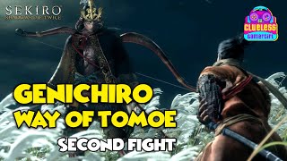 Genichiro Way of Tomoe Second Boss Fight No Damage in Sekiro Shadows Die Twice [upl. by Mixam]