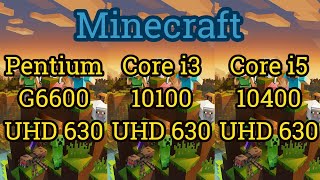 Pentium G6600 vs Core i3 10100 vs Core i5 10400  UHD 630  MINECRAFT [upl. by Ahsienauq]