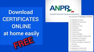 How to download Certificates from ANPR  anpr certificati online  anpr anagrafe [upl. by Bethina]