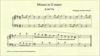 Mozart Minuet in D major K 94 73h Piano [upl. by Snah]