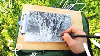 Disegnare en plein air Bozzetto a Carboncino di Alberi in Tempo Reale [upl. by Allemahs793]