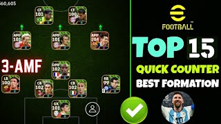 TOP 15 QUICK COUNTER FORMATIONS IN EFootball 2024 Mobile  Best Formation Efootball 2024 [upl. by Carn354]