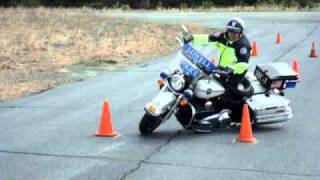 Police Motorcycle Training  Side Saddle Offset Cone Weave [upl. by Melodee]