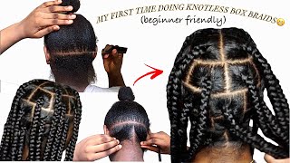 😱 FIRST TIME DOING JUMBO KNOTLESS BOX BRAIDS ON MYSELF UNEXPECTED RESULT🤯  BEGINNER FRIENDLY [upl. by Sisco]