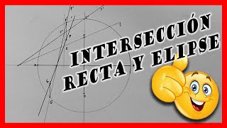 Intersección entre RECTA y ELIPSE por AFINIDAD [upl. by Ellenig]